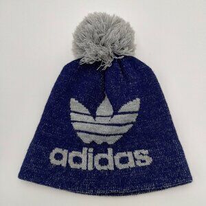 Adidas Navy Pom Beanie with Trefoil Logo Double Sided